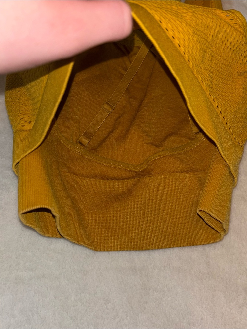 JoyLab Mustard Yellow Mesh Racerback Crop Top - Picture 3 of 5